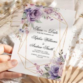 Blume für lila Rose Save the Date Einladung