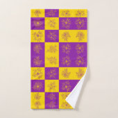 Blume für lila und Gold Glitzer Badhandtuch Set (Handtuch)