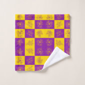 Blume für lila und Gold Glitzer Badhandtuch Set (Waschlappen)