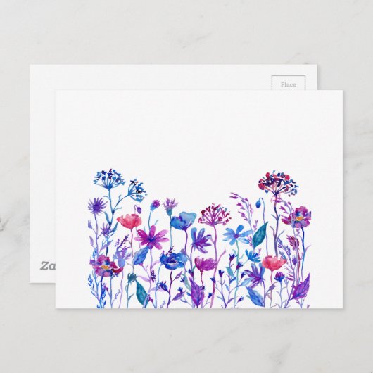 Blume für Lila Wasserfarben Postkarte (Vorne/Hinten)