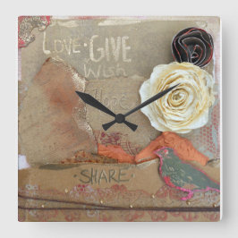 Blume für Mixed-Media-Kunstangebote Quadratische Wanduhr
