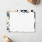 Blume für moderne Blauwaterfarben Typografie Mitteilungskarte (Vorderseite/Rückseite Beispiel)