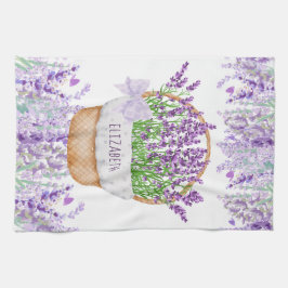 Blume für Monogramm Name Lavender-Aktionskorb Grün Geschirrtuch