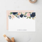 Blume für Navy Blue und Blush Mitteilungskarte (Vorderseite/Rückseite Beispiel)