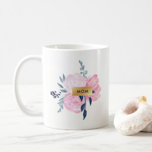 Blume für Navy und Blush Watercolor für die Mama Kaffeetasse