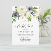Blume für Navy und Champagne Brautparty Einladung (Stehend Vorderseite)