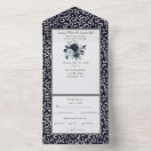 Blume für Navy und Silver Leopard All In One Einladung (Innen Boden)