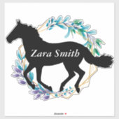 Blume für niedliche benutzerdefinierte Pferdenamen Aufkleber (Blatt)