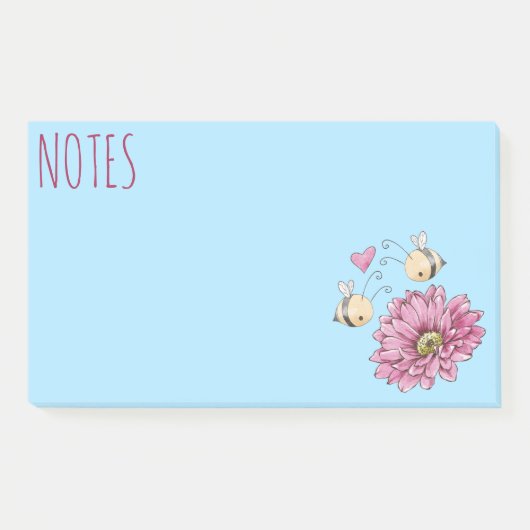 Blume für niedliche Bienen Post-it Klebezettel (Vorderseite)
