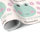 Blume für niedliche Froschgefahr Name Kindergeburt Geschenkpapier (Rolleneckpunkt)
