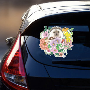 Blume für niedliche Igel Aufkleber