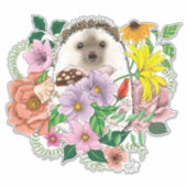 Blume für niedliche Igel Aufkleber (Vorderseite)