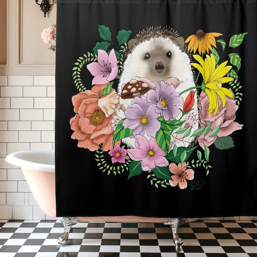 Blume für niedliche Igel Duschvorhang