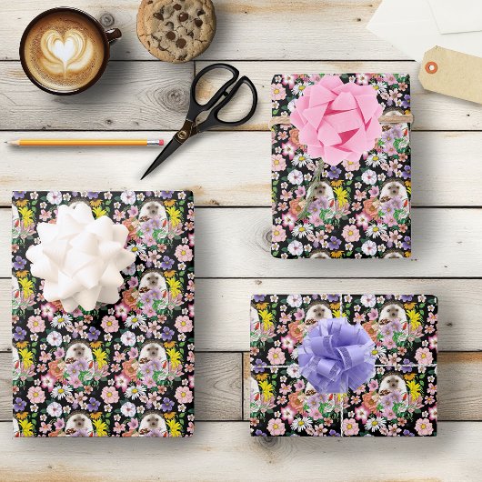Blume für niedliche Igel Geschenkpapier Set