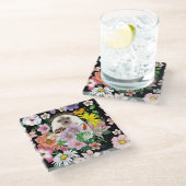 Blume für niedliche Igel Glasuntersetzer (Schrägansicht)