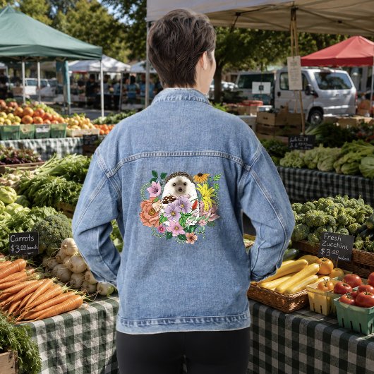 Blume für niedliche Igel Jeansjacke