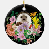 Blume für niedliche Igel Keramik Ornament (Hinten)