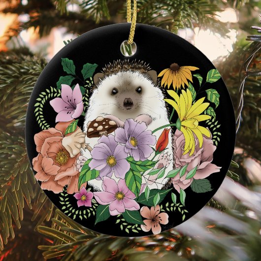 Blume für niedliche Igel Keramik Ornament