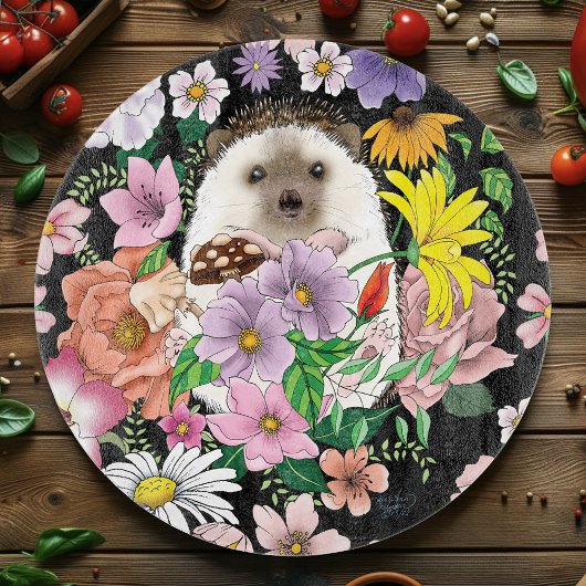 Blume für niedliche Igel Schneidebrett