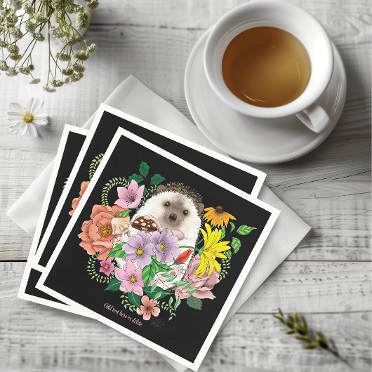 Blume für niedliche Igel Serviette