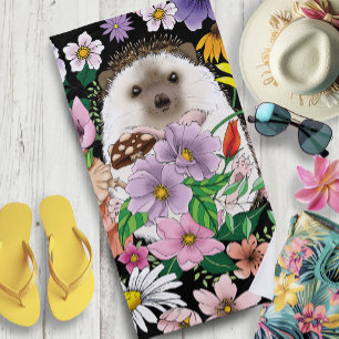 Blume für niedliche Igel Strandtuch