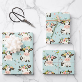 Blume für niedliche Kuh-Wrapper für alle Veranstal Geschenkpapier Set
