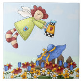 Blume für niedliche Landbewohner Fliese (Vorderseite)
