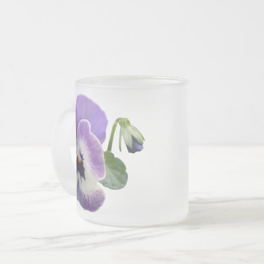 Blume für Oma Mattiert Glass Stiefmütterchen Kaffe Mattglastasse (Vorderseite Links)