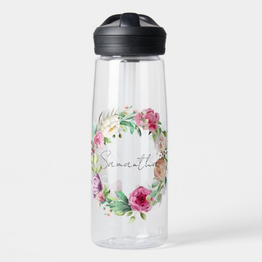 Blume für personalisierte Namensskripts Rose Trinkflasche (Vorne)