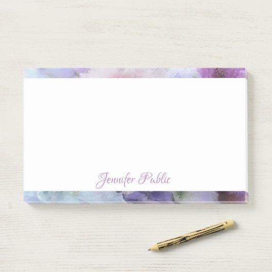 Blume für personalisiertes Handskripttext Post-it Klebezettel (Auf Schreibtisch)