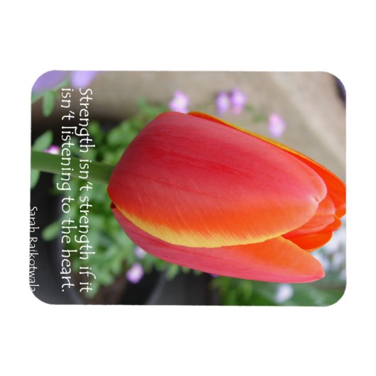 Blume für Red Tulip Strength Quote Foto Magnet (Horizontal)