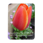 Blume für Red Tulip Strength Quote Foto Magnet (Vertikal)