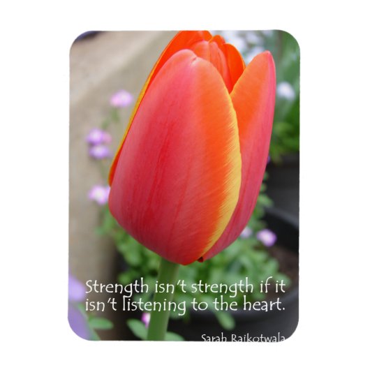 Blume für Red Tulip Strength Quote Foto Magnet (Vertikal)