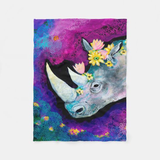 Blume für Rhino Fleecedecke (Vorderseite)