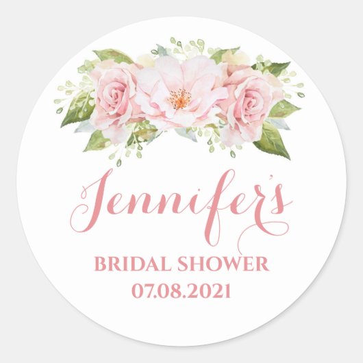 Blume für Rosa Aquarellfarben Benutzerdefiniertes Runder Aufkleber (Vorderseite)