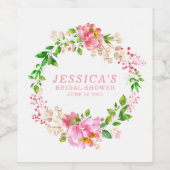 Blume für Rosa Aquarellfarben Brautparty Weinetikett (Einzelnes Label)