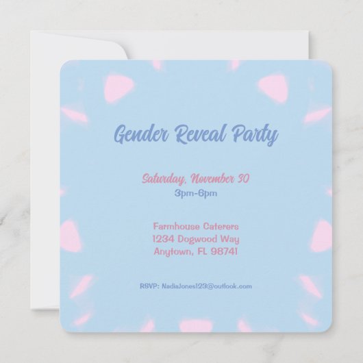 Blume für rosa oder blaue Wasserfarbe Einladung (Rückseite)