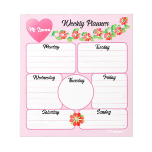 Blume für rosa Wochenplaner Notizblock