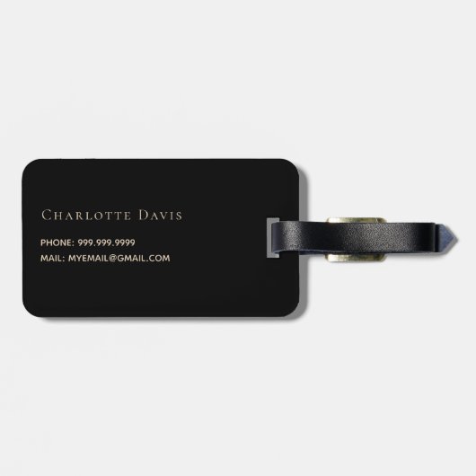 Blume für Rose aus Schwarzgold Gepäckanhänger (Rückseite horizontal)