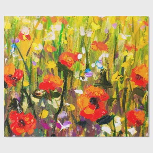 Blume für Rote Mohnchen - Original handgefertigt Geschenkpapier (Flach)