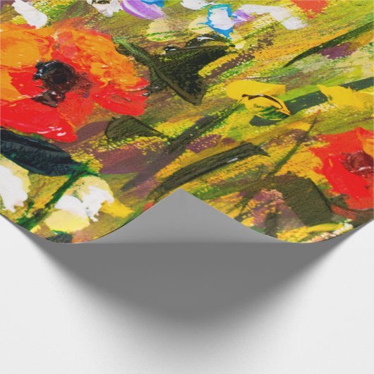 Blume für Rote Mohnchen - Original handgefertigt Geschenkpapier (Ecke)