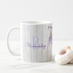 Blume für rustikale Lavendel-Monogramm-Vorlage Kaffeetasse