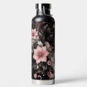 Blume für Schwarz-Rosa-Glitzer Trinkflasche (links)