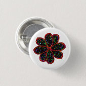 Blume für Schwarz und Rot Glitzer Button (Vorne & Hinten)
