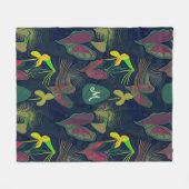 Blume für tropische botanische Pflanze Monogramm Fleecedecke (Vorderseite (Horizontal))