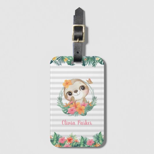 Blume für tropische Grenzen Hibisken Gepäckanhänger (Vorderseite Vertikal)