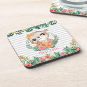 Blume für tropische Grenzen Hibisken Getränkeuntersetzer (Linke Seite)