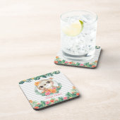 Blume für tropische Grenzen Hibisken Getränkeuntersetzer (Rechte Seite)