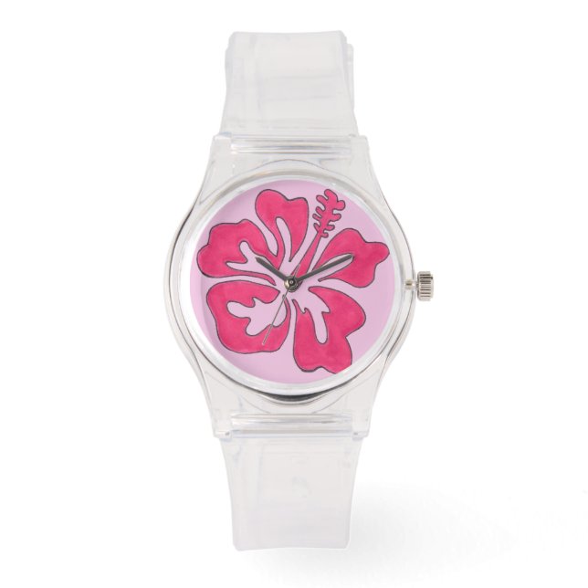 Blume für tropischen hawaiianischen Hibiskus - Ros Armbanduhr (Vorderseite)