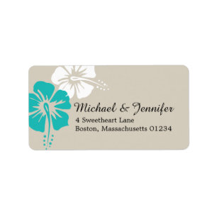 Blume für tropischen Hibiskus Adressaufkleber